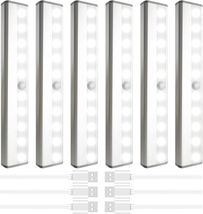 Led Motion Sensor Closet Lights 6 Pack, Wireless Under Cabinet Lighting Rechargeable Under Counter Lights, Homelife Motion Sensor LED Lights, Night Light Bar for Kitchen Wardrobe