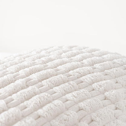 Fancy Homi Cream Boho Long Body Lumbar Decorative Throw Pillow Cover 20x54 Inch for Bed Couch Bedroom Bench, Soft Corduroy Rectangle Solid Pillow Case 50x137 cm, Rustic Farmhouse Room Decor