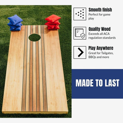 Tailgating Pros American Themed Cornhole Board Set - Official Regulation Size 4'x2' Corn Hole Toss Game w/Set of 8 Bean Bags and Carrying Case - Outdoor Tailgate Yard Game
