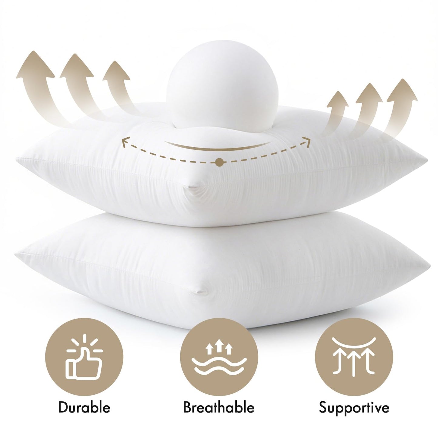 MIULEE Pillows Inserts, Pack of 4 18x18 Inch 100% Virgin Microfiber Filling Throw Pillows for Bed Couch Sofa