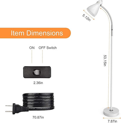 LEPOWER Floor Lamp, Metal Standing Lamp with Adjustable Gooseneck, Heavy Metal Base, Reading Pole Lamp for Office, White Floor Lamps for Bedroom, Living Room