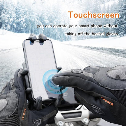 GUMOCH Heated Motorcycle Gloves for Men Women with 7.4V 3000mAh Rechargeable Batteries Touchscreen Waterproof Windproof Non-Slip Heated Gloves for Cycling (Black, X-Large)