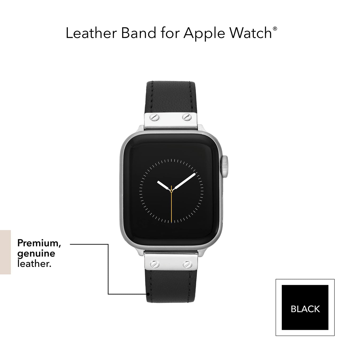 Anne Klein Leather Replacement Band for Apple Watch Secure, Adjustable, Apple Watch Band Replacement, Fits Most Wrists (38/40/41mm, Black)