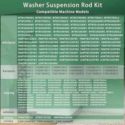 Upgraded MVWC400XW4 WTW5600XW0 MVWX700XW0 MVWC360AW0 Washer Suspension Rods, Fit for Kenmore Whirlpool Maytag Washer MVWX500XW0 MVWX700XL2 3LWTW5550YW2 MVWX700XL1 MVWC400XW0 WTW5550XW0 WTW5500XW3