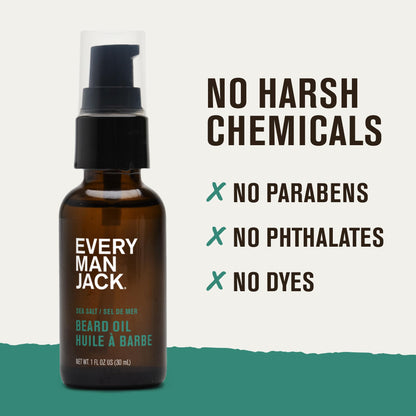 Every Man Jack Men's Beard Oil - Aged Bourbon Fragrance - Deeply Moisturizes and Softens Your Beard and Adds a Natural Shine - Naturally Derived with Shea Butter and Argan Oil - 1 fl oz