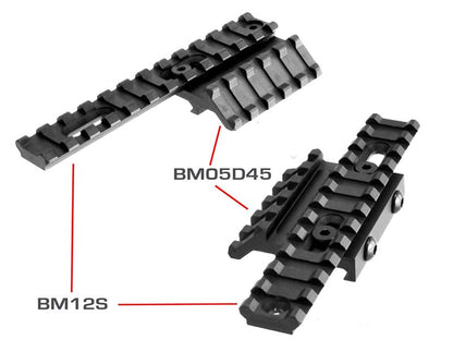 Lion Gears BridgeMount Rail Tactical Picatinny Rail, 5" Long with 12 Slots, BM12S Black