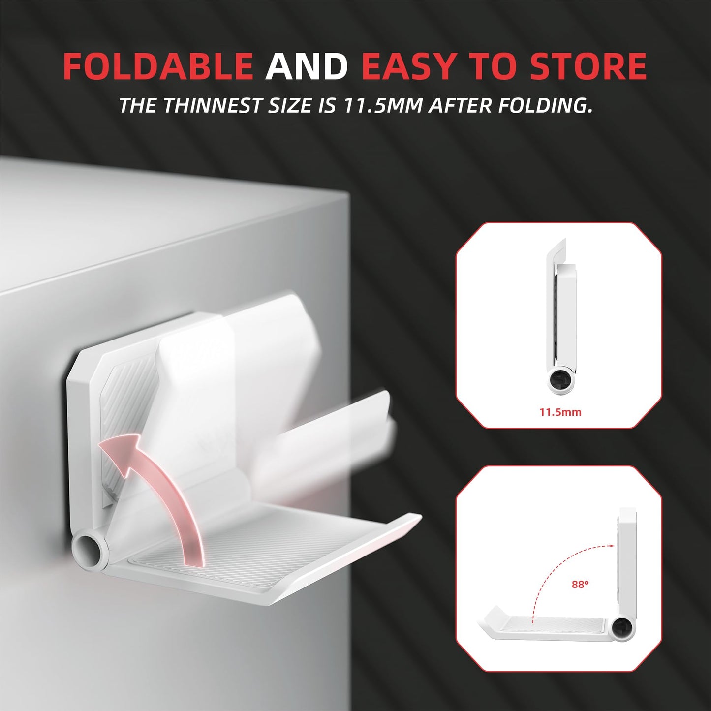 PlayVital FOLD Controller Holder Wall for PS5 PS4 Xbox Switch Pro Headset, 2 Pack Universal Storage Organizer Gaming Controller Stand Headphone Mount - Foldable Anti-Slip Adhesive Removable, White