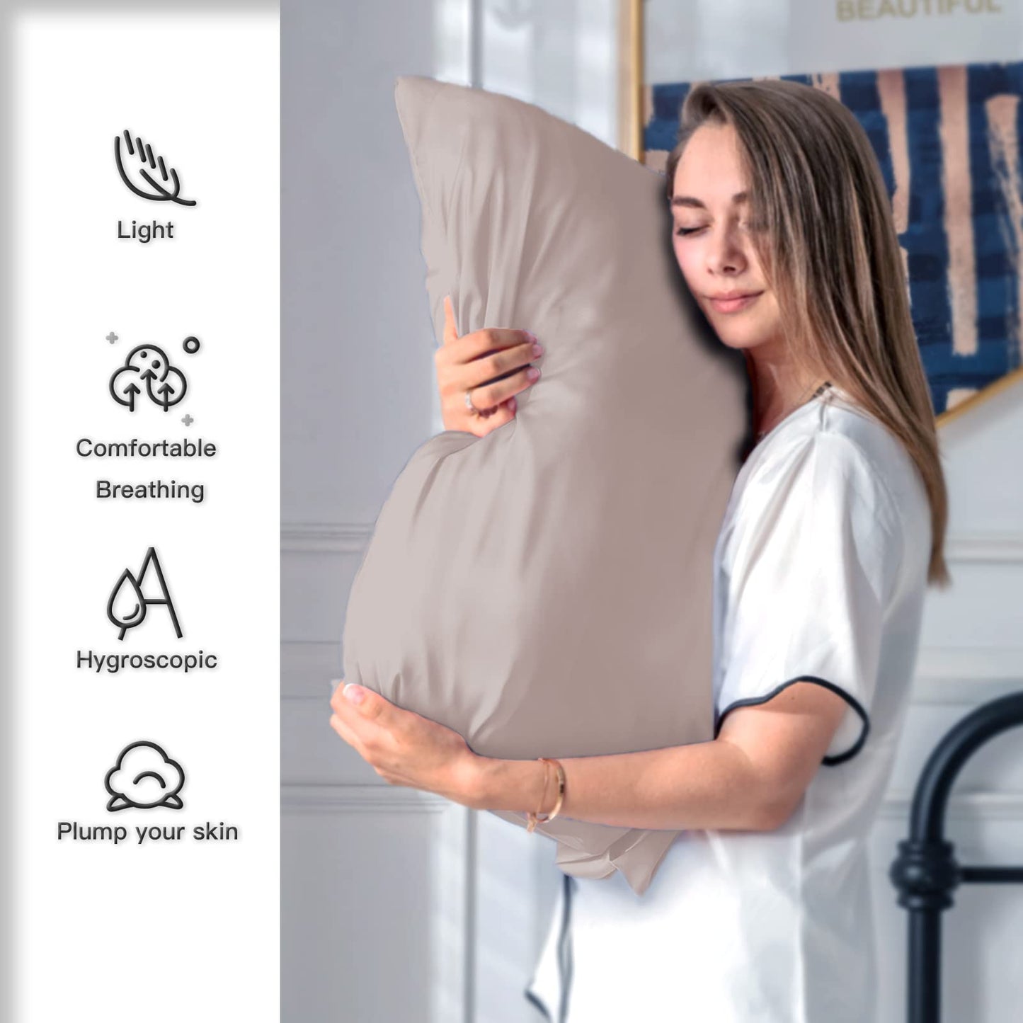 Mulberry Silk Pillowcase for Hair and Skin Standard Size 20"X 26" Pillow Case with Hidden Zipper Soft Breathable Smooth Cooling Silk Pillow Covers for Sleeping (Lotus Root Pink,Standard,1Pcs)
