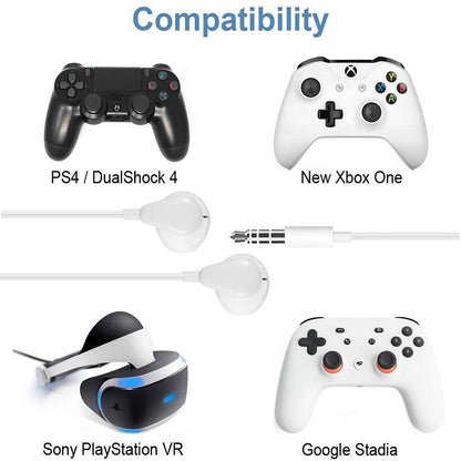 GEEKRIA 3.5mm Wired Earbuds with Mic & Volume Control, Stereo Gaming in-Ear Headphones for PS4, Xbox One, Stadia, Luna, PC, Laptop, Smartphone (White)