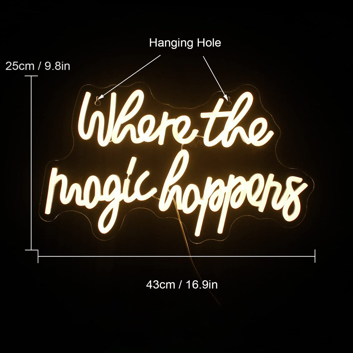 FAXFSIGN Where The Magic Happens Neon Sign Led Warm White Word Light Up Signs for Wall Decor Usb Powered Letter Neon Light Signs Indoor Light for Bedroom Salon Decor Wedding Birthday Party Bar