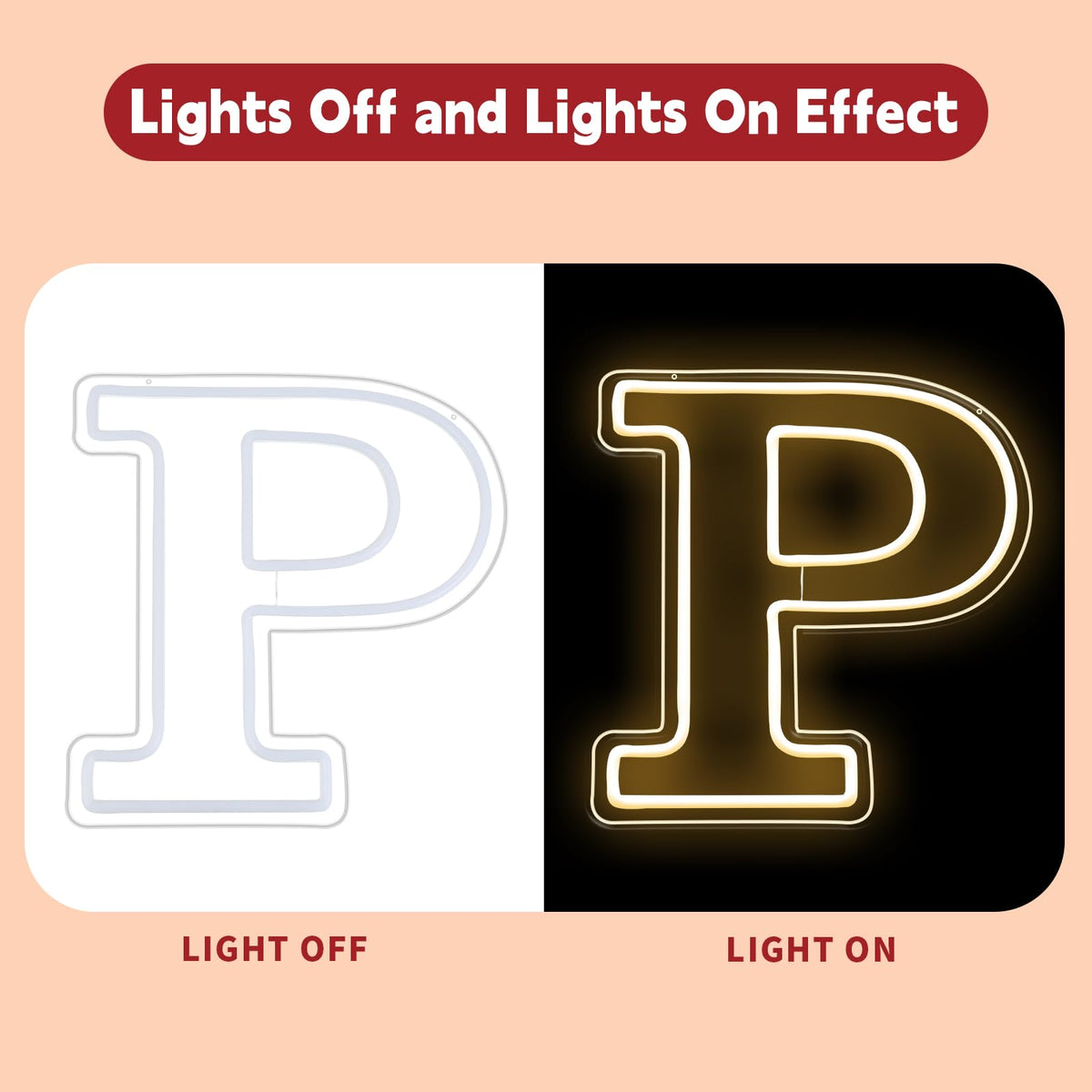 RumonZS Light Up Letters P LED Letters Lights Neon Sign 26 Alphabet 11.4"Decorative Lighted Alphabet for Wedding Party Birthday Bar Christmas Home Decor Letter Lights (Warm White)