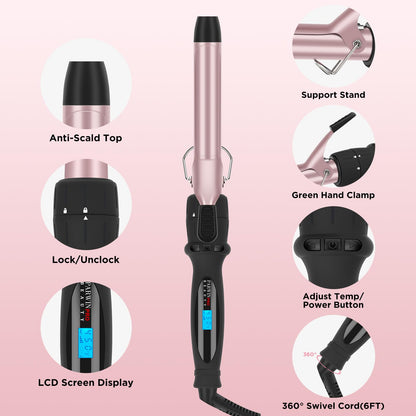 PARWIN PRO BEAUTY 7 in 1 Curling Iron Wand Set,Dual Voltage Curling Wand with 7 Interchangeable Diamond Ceramic Hair Curler Wands with LCD Temperature Control Auto Shut Off Black