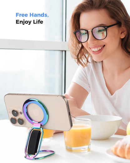 SUPERONE for MagSafe Phone Grip for MagSafe Kickstand Compatible with Mag Safe Finger Loop, 4-in-1 Phone Ring Holder Strap for Mag Safe iPhone 17/16/15/14/13/12 Series, Black [2025 Version]
