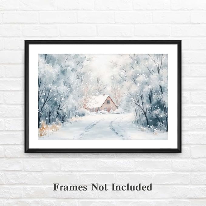 Yesad Winter Wall Art, Winter Forest Canvas Prints Country Wall Art Rustic Wall Décor for Living Room Bedroom Farmhouse Decorations Landscape Pictures Prints Nature Poster (Unframed,36”x24”, Winter)