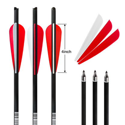 REEGOX Crossbow Bolts 20 inch Bio Crossbow Arrows with Moon Nocks and Removable Tips (Pack of 12) (20"-Red)