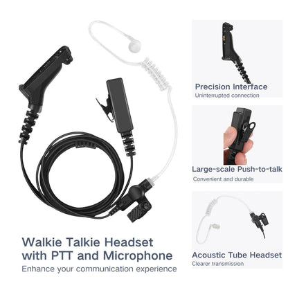 APX 6000 Earpiece XPR 7550e Headset Compatible for Motorola Radios APX 8000/7000/4000 XPR 7350e/7580e/7380e/7550/7350 Acoustic Tube and PTT Mic, Surveillance Headset