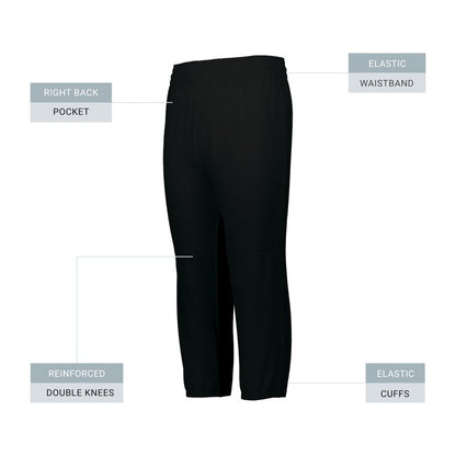 Augusta Sportswear Youth Gamer Pull-Up Baseball Pant Black XXS