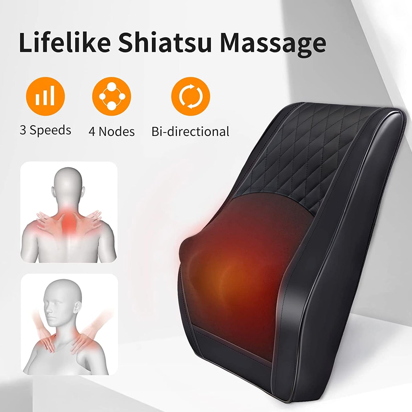 Boriwat Back Massager with Heat, Neck Massager for Pain Relief Deep Tissue, 3D Kneading Massage Pillow for Back, Neck, Shoulder, Legs, Gifts for Women Men Mom Dad