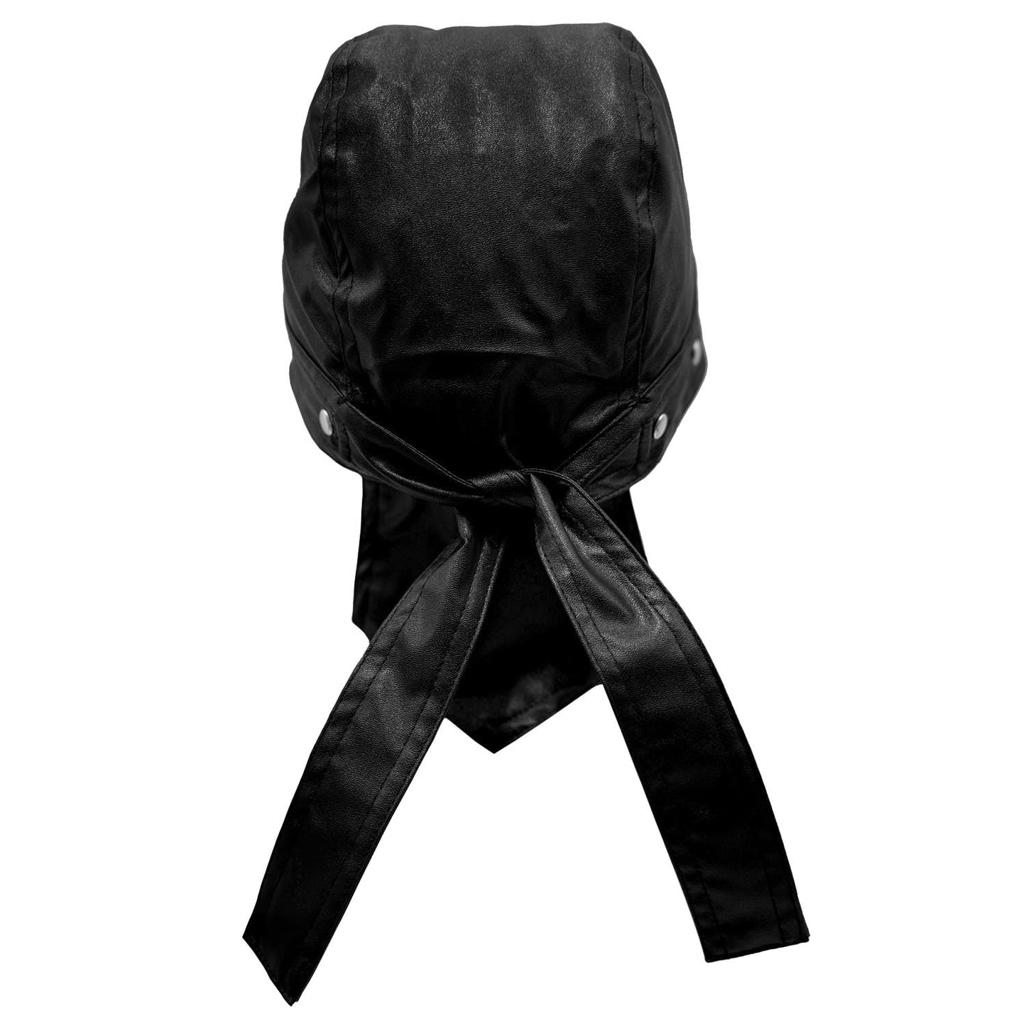 Punk Biker Leather Cap with Necklace for Women Skull Motorcycle Hat with Snug Fit, Stylish Biker Head Wrap & Riding Cap for Badass Look Adjustable Black