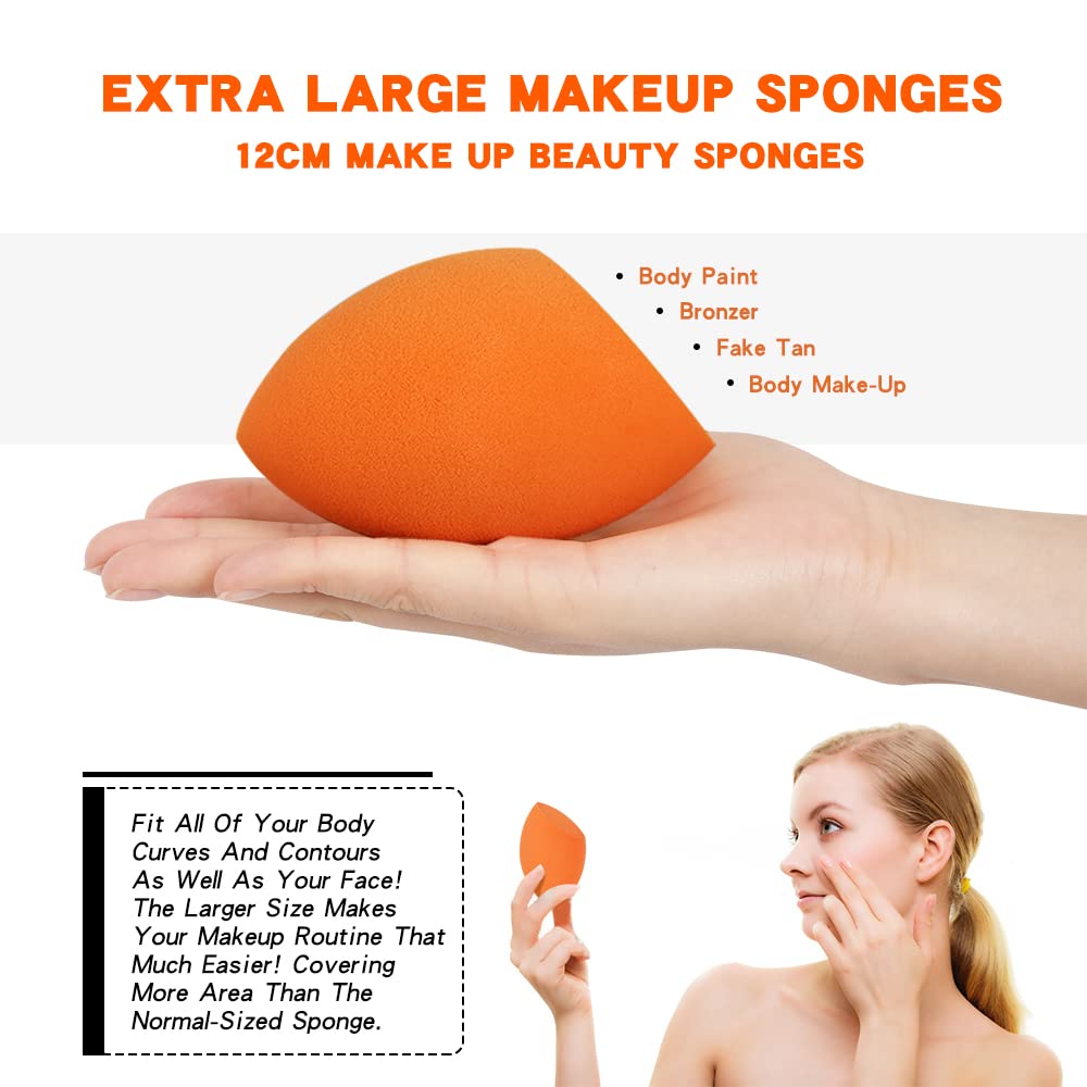 EXTRA LARGE XL Make Up Beauty Sponges Blender,11cm big Makeup beauty sponge -Jumbo Beauty Blenders give 1 Sponge Holder,for Dry & Wet Use,for Face,Body,Blush Cream, Foundation