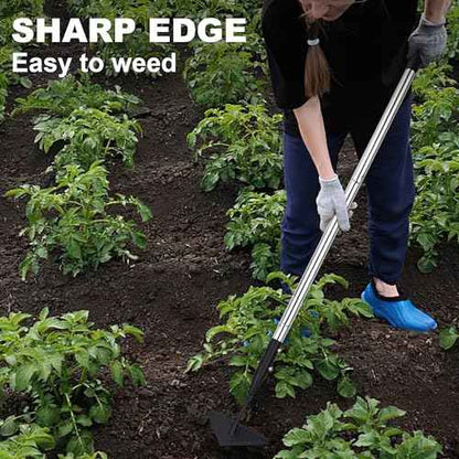 Triangle Garden Hoe, Carbon Steel Push-Pull Weeding Tool, Equipped with 57.5" Stainless Steel Long Handle ? A Long-Handle Weeder for Digging, Weeding, Hoeing and Loosening Soil