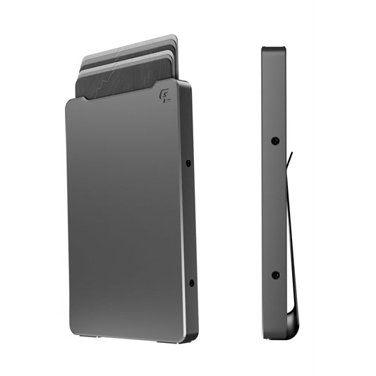 Groove Life Magnetic Thumb Swipe Wallet Gun Metal with Money Clip - Minimalist Wallet for Men, Low Profile Aluminum Credit Card Holder with RFID Blocking, Lifetime Coverage