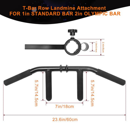 powerfeng T Bar Row Attachment Multi-Grip: T Bar Row Multi-Grip Handle Bar Attachment for 2Inch Olympic Barbell Bar & 1Inch Standard Bar Strength Workout Training