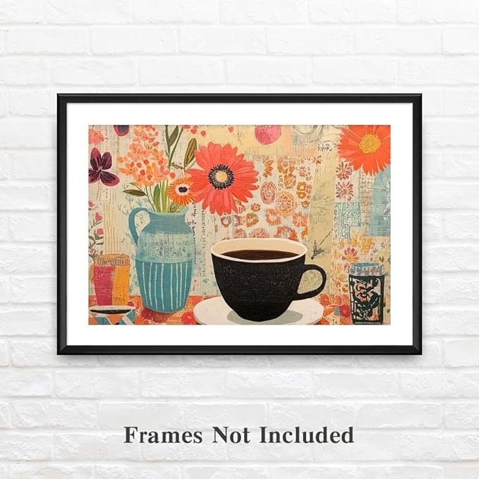 Yesad Vintage Coffee Art Print, Coffee Bar Décor Kitchen Art Canvas Wall Art Pictures Poster Prints Retro Décor Home Décor for Living Room Farmhouse Dining Room Wall Décor (Unframed,30”x20”, Coffee8)