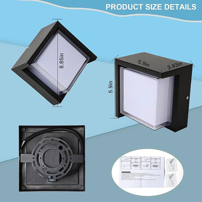 LED Porch Lights Wall Mount 12W 6500K Double-Layer Cover Exterior LED Wall Light Matte Aluminum IP65 Waterproof for Yard Garage Stairway House