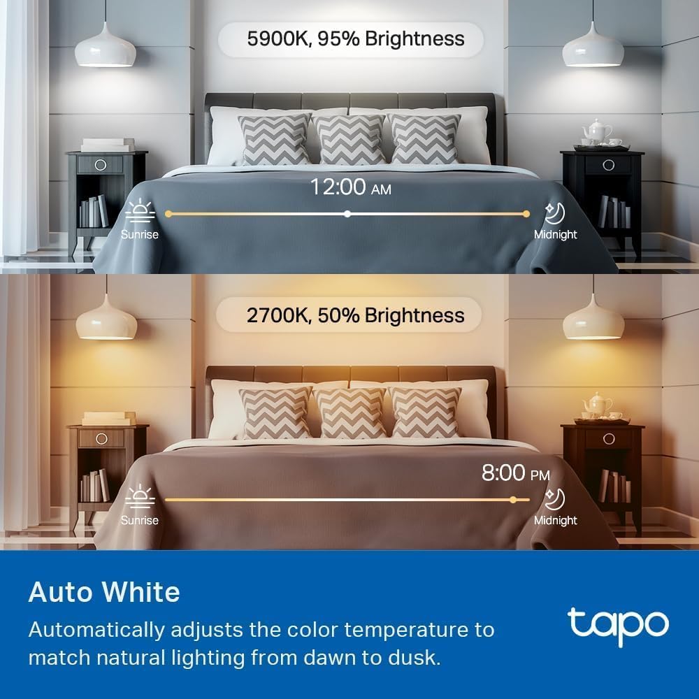 TP-Link Tapo Smart Light Bulbs, 1100 Lumens High Brightness (75W Equivalent), Matter-Certified, 16M Colors WiFi Light Bulb, Dimmable, Works w/Siri, Alexa & Google Home, A19 E26, Tapo L535E(2-Pack)