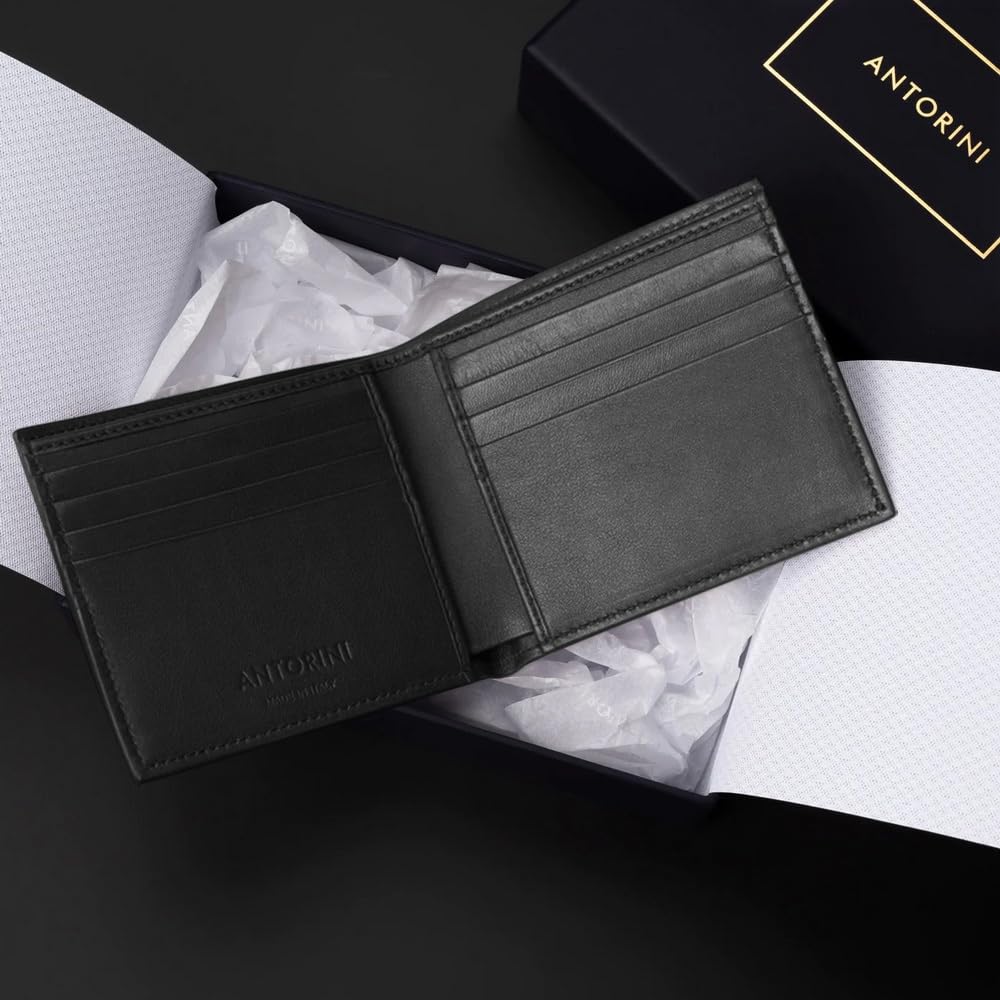 ANTORINI Wallet for Men RFID Blocking, Slim Minimalist Front Pocket Bifold Wallet, Genuine Italian Leather Business Card Holder