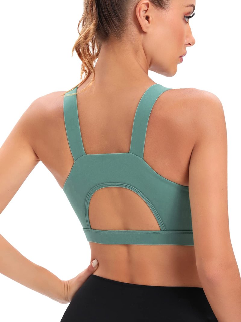 RUNNING GIRL High Impact Sports Bras for Women,Racerback Green Bra Workout Crop Tank Tops Longline Sports Bra Push up(WX2667 Dark Green 3XL)