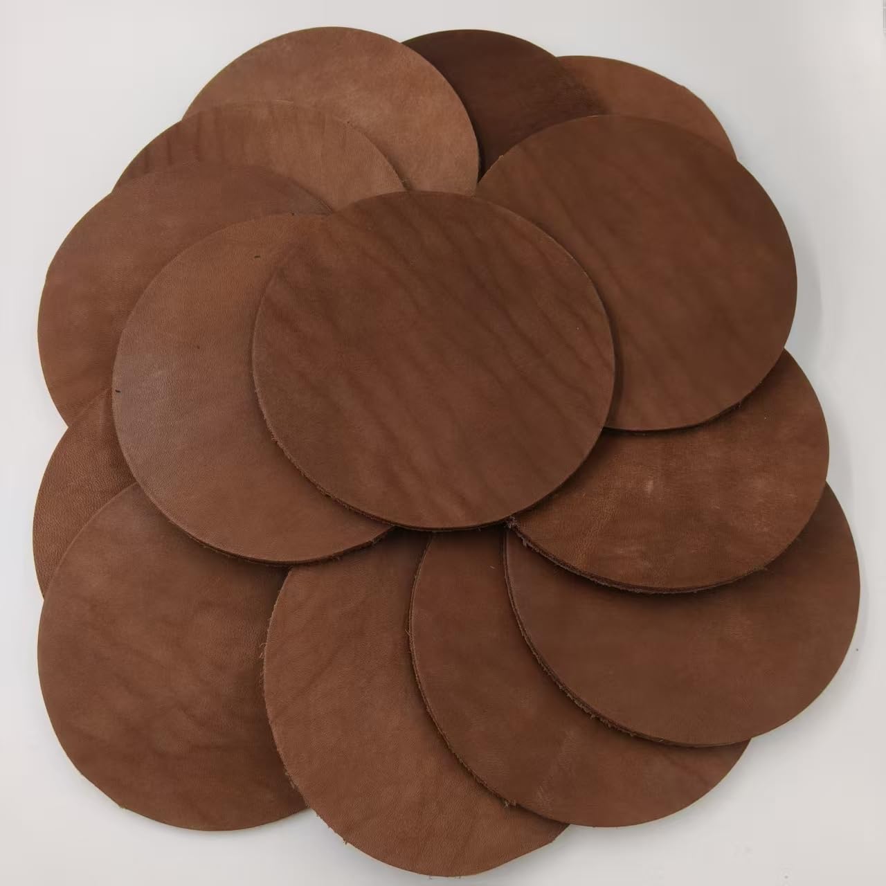 YiJiaXiang 120mm diameterRound Sliced Genuine Leather, 3-5mm Thick Natural Leather, Suitable for Stamping pad Leather Cutting Pieces, Coaster Making Process (Coffee Color 20 Pieces)