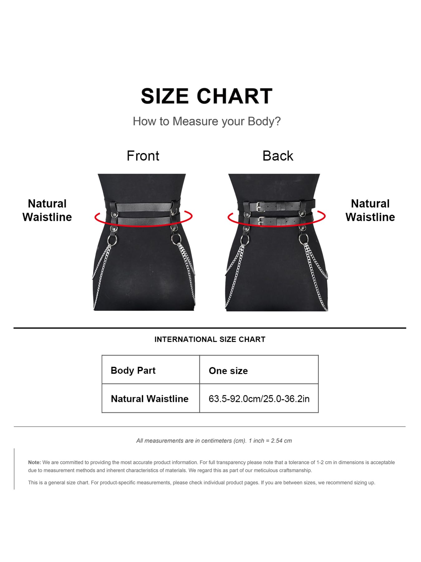 WARANDOD Adjustable PU Leather Double-Layer Chain Belt for Women, Punk Goth Waist Harness with Alloy Chains, Fashion Statement Accessory for Dresses & Outfits (Fit Waist 25.0-36.2in)