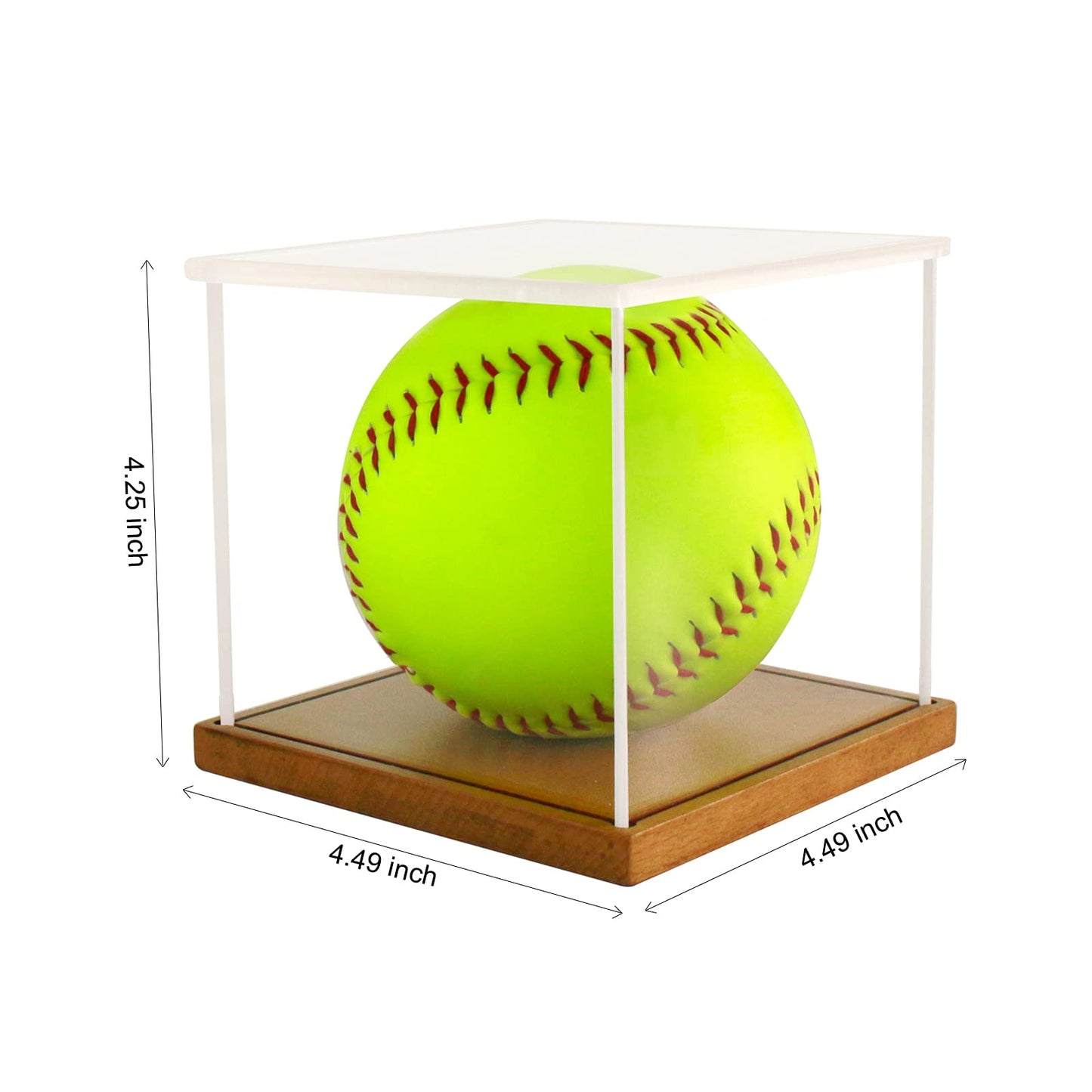 LuxRound 2-Pack Acrylic Softball Display Case with Wooden Base - Clear UV Protective Box for 12" Official Softball, Autographed or Collectible Ball, Dust Proof Tabletop Showcase