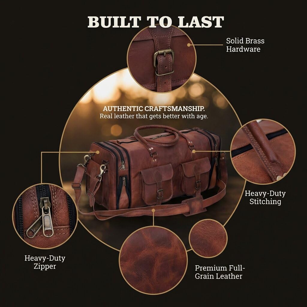 Handmade Vintage Travel Luggage 30 Inch Duffel Gym Sports Bag Weekender Travel Overnight Carry One Duffel Bag For Men (30 inch large)
