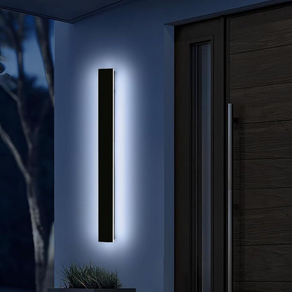 Mikeru 47.2" Outdoor Wall Sconce 6000K Cool White - IP65 Waterproof Black Exterior Light, Hardwired Wall Mounted Fixture for Porch, Patio & Entryway | Non-Dimmable Weatherproof Design