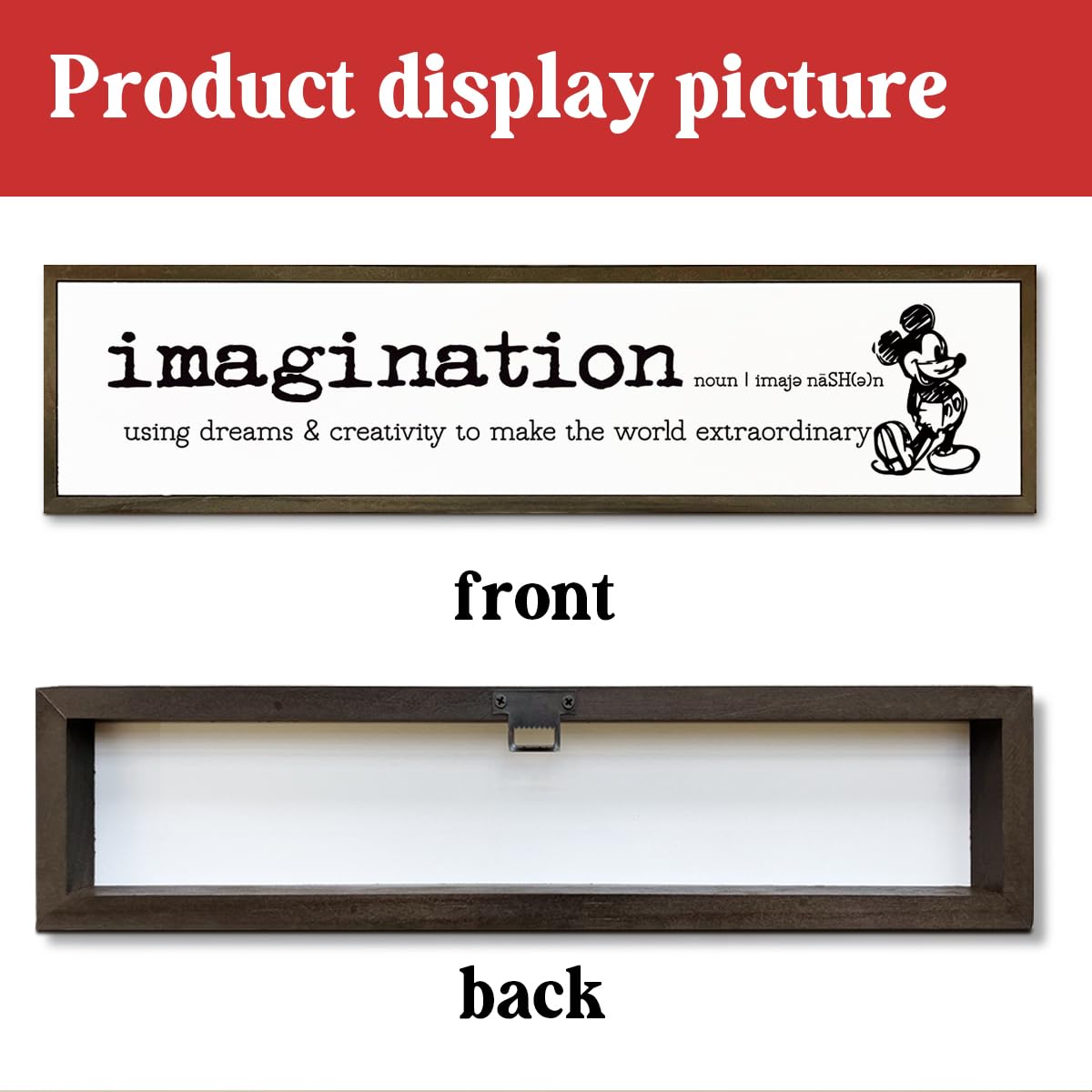 Inspirational Wood Sign, Desk Decor Signs, Farmhouse Decor for Table Shelf, Motivational Wall Decoration for Home Bedroom Office Classroom, Hanging Framed Wood Signs, Imagination Signs