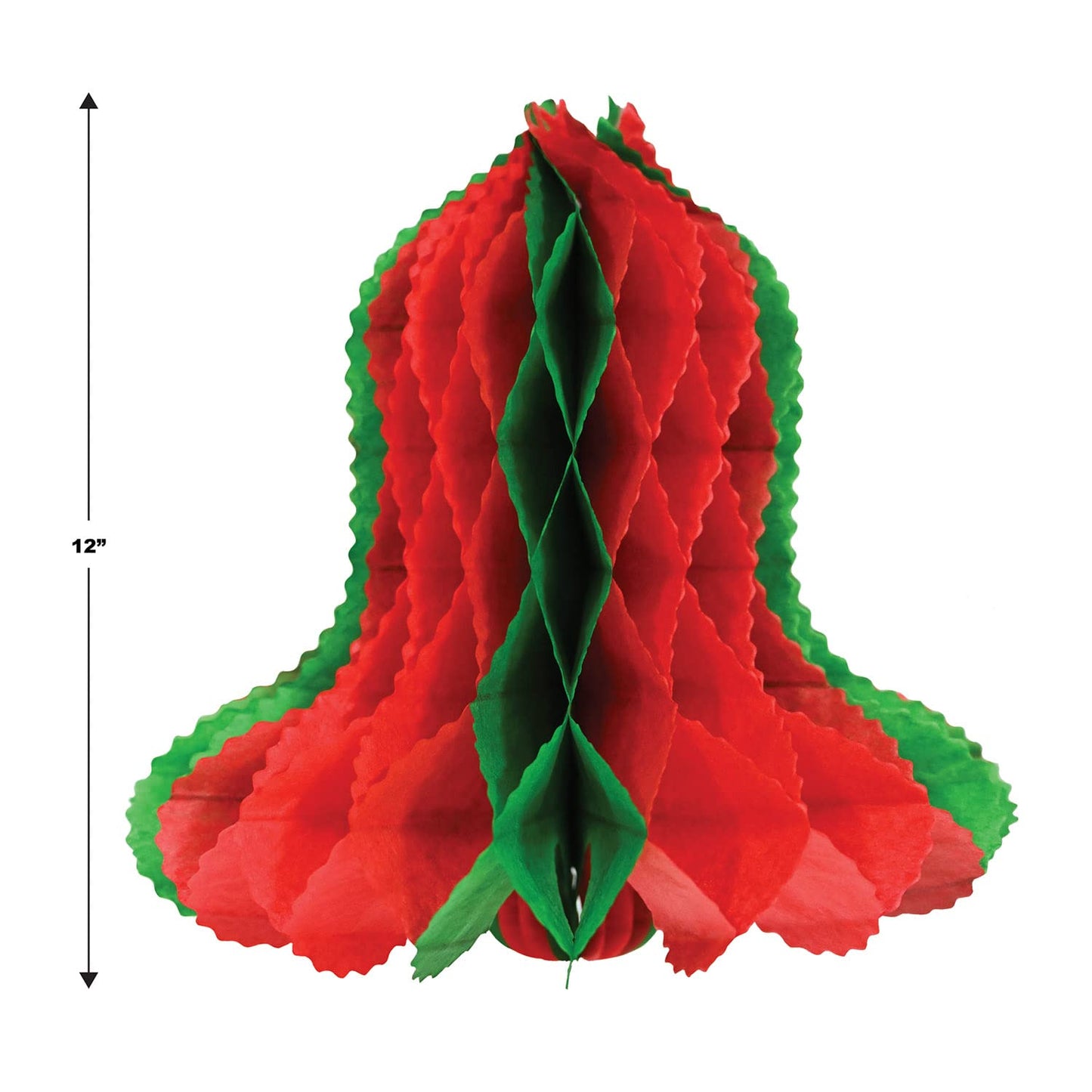 Beistle Honeycomb Tissue Paper Bells 4 Piece Christmas Decorations Winter Party Supplies, 12", Red/Green