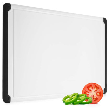 Large Cutting Board for Kitchen - 18x12 Inch Plastic Cutting Board with Deep Juice Groove, Non-Slip Dishwasher Safe Carving Board for Turkey, Meat, Vegetables, Fruits - Thanksgiving and Christmas Gift