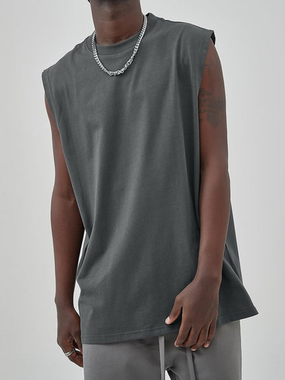 Mens Workout Tank Tops Sleeveless Tee Shirts Men Muscle Shirt Gym Cotton T Shirts Running Beach Loose Fit Tee（XZG,GY,S A-Grey