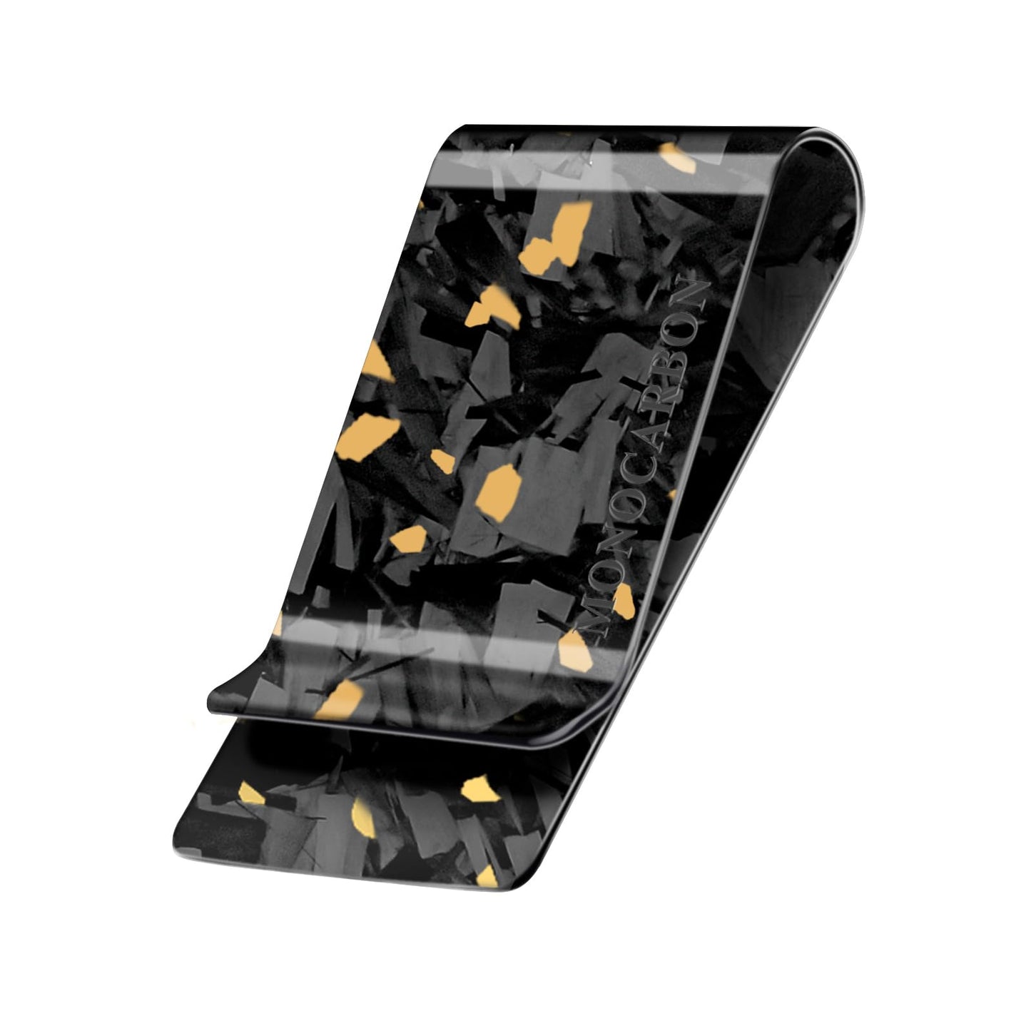 MONOCARBON Real Forged Carbon Fiber Money Clip for Men, 1.38-inch Wide Ultra-Thin & Ultra-Light Minimalist Wallet for Cash, Slim EDC Credit Card Holder-Gift for Husband/Boyfriend-Gold
