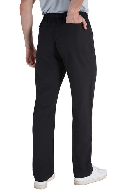 clothin Mens Workout Athletic Pants Elastic-Waist Drawstring Pants for Sport Exercise Travel,Quick-Dry,Stretchy,Black,M(31-34W x 30L)