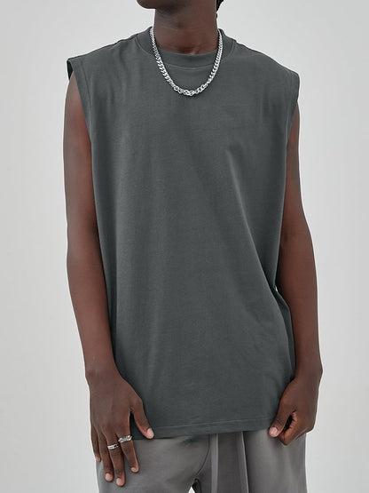 Mens Workout Tank Tops Sleeveless Tee Shirts Men Muscle Shirt Gym Cotton T Shirts Running Beach Loose Fit Tee（XZG,GY,XL A-Grey