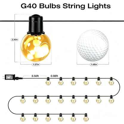 KepStars Outdoor String Lights Plug in, 25ft 20 LED Bulbs Hanging Patio Lights Dimmable with Timer & Remote, Globe Bulb Shatterproof & Waterproof for Outdoor Indoor Backyard Balcony Decor - Warm White