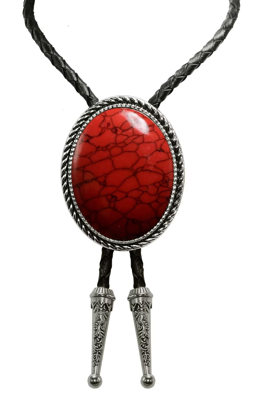 GURANSE Bolo tie With Natural Stone Stripes Round Cowboy Western Style Necktie More Color
