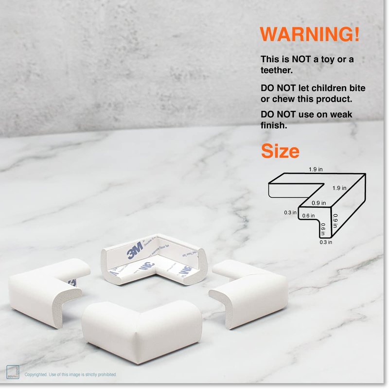 Roving Cove Slimfit Corner Edge Protector for Baby Proofing (Small 18ft Edge 8 Corners), Furniture Safety Bumper Guard, Soft NBR Rubber Foam, 3M Adhesive, Oyster White (Off White)