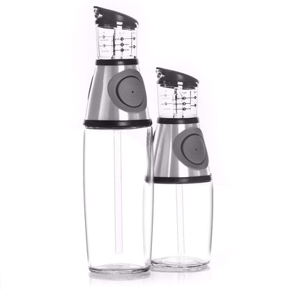 Olive Oil Dispenser Bottle with Pump - Oil Dispenser for Kitchen, Glass Oil and Vinegar Dispenser Set, Measured Cruet for Cooking - Ideal Oil Bottles for Kitchen Gadgets & Gifts, 2 Pack