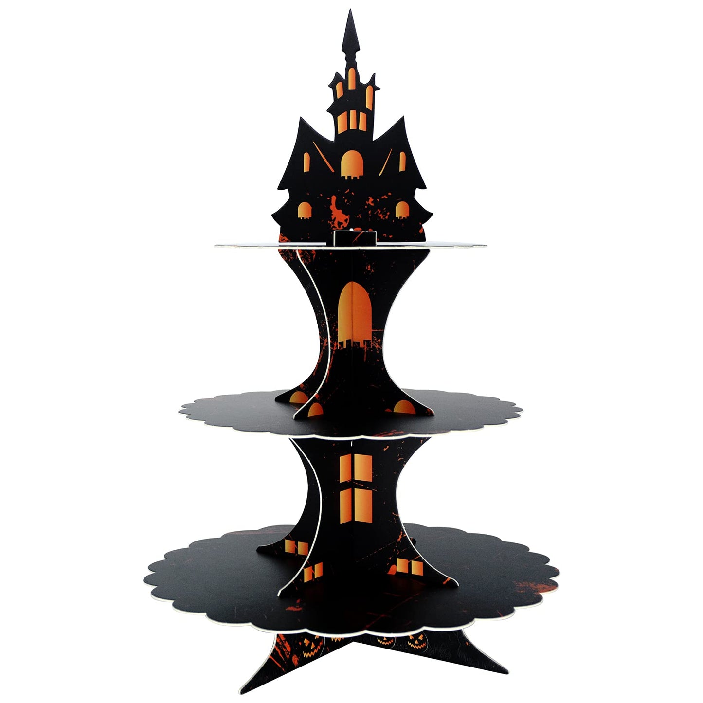 WEEPA Halloween Party Supplies 3 Tier Cupcake Stand Cardboard Cake Stand Gothic Tower for Halloween Party Decorations