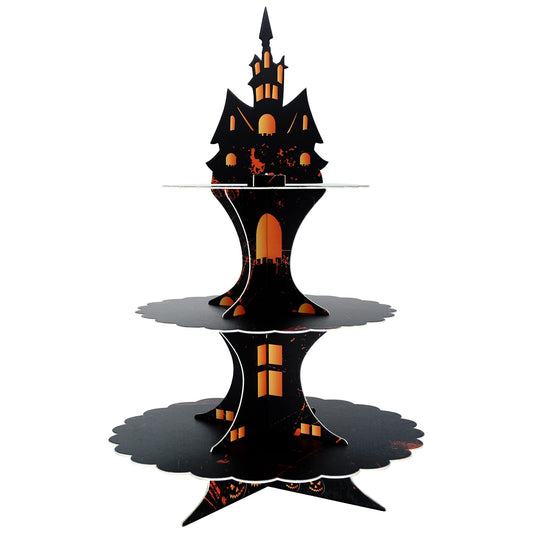 WEEPA Halloween Party Supplies 3 Tier Cupcake Stand Cardboard Cake Stand Gothic Tower for Halloween Party Decorations